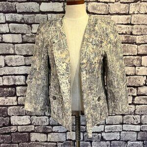 Dressbarn Brown & Ivory Fully Lined 3/4 Sleeve Blouse Size L